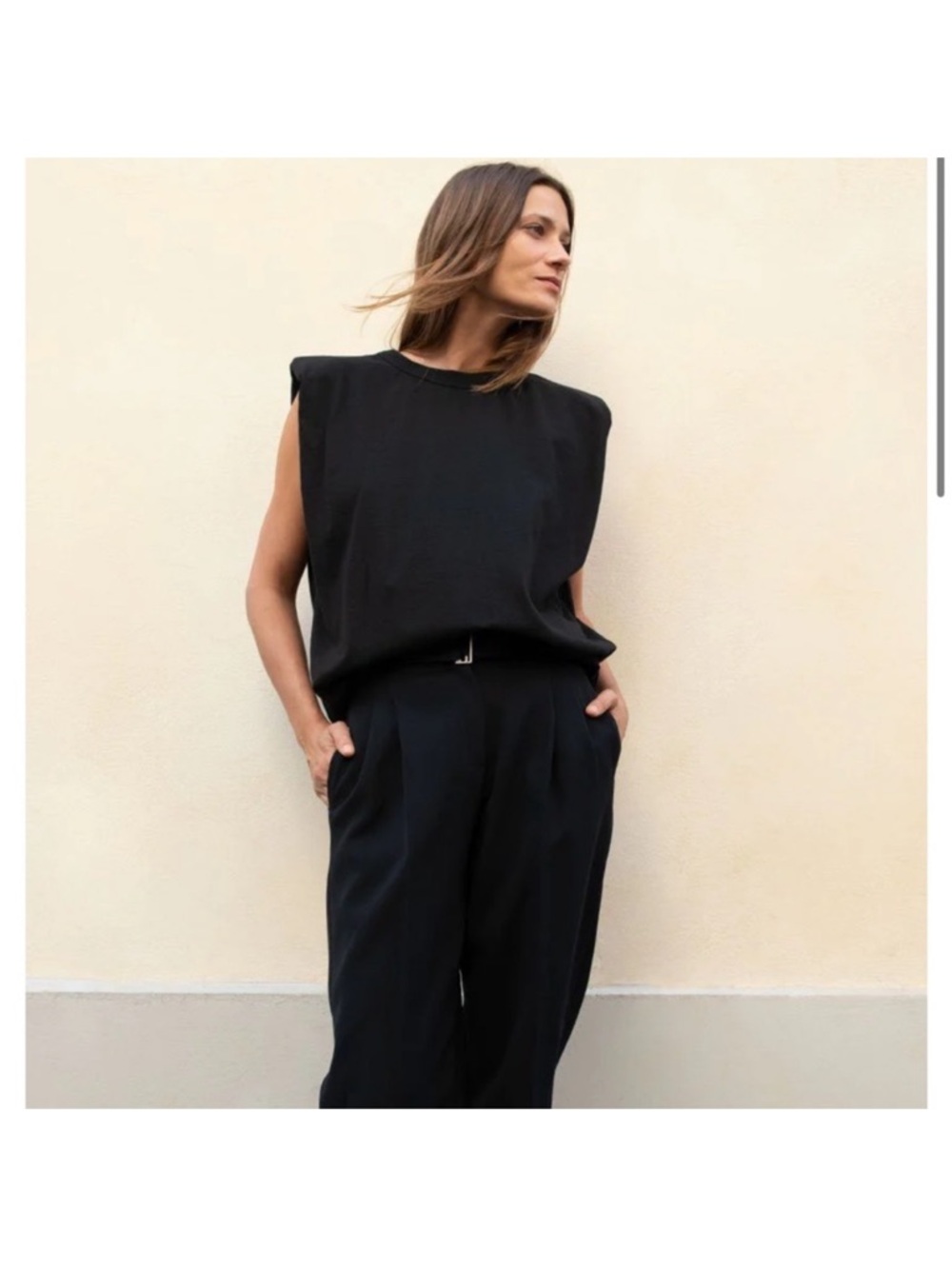 Frankie Shop Black Padded-Shoulder Sleeveless Tank - Picture 3 of 4